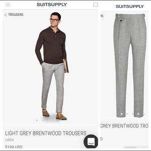 Suitsupply light grey Brentwood linen trousers